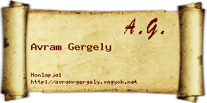 Avram Gergely névjegykártya